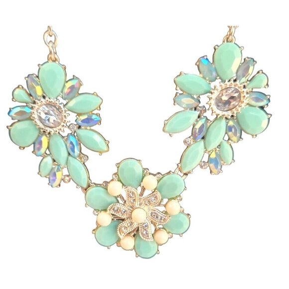 Vintage Schoffel Brothers (SHB) Silvertone Mint Green Floral Statement with star - Picture 2 of 7